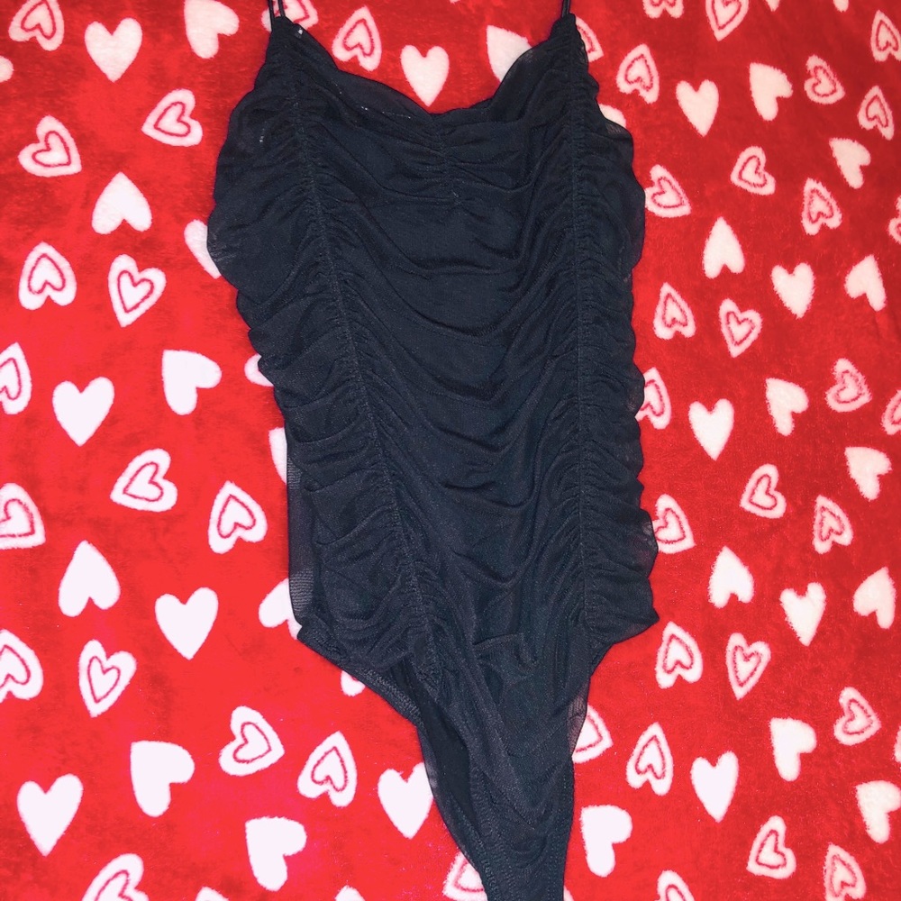 Black ruffle bodysuit